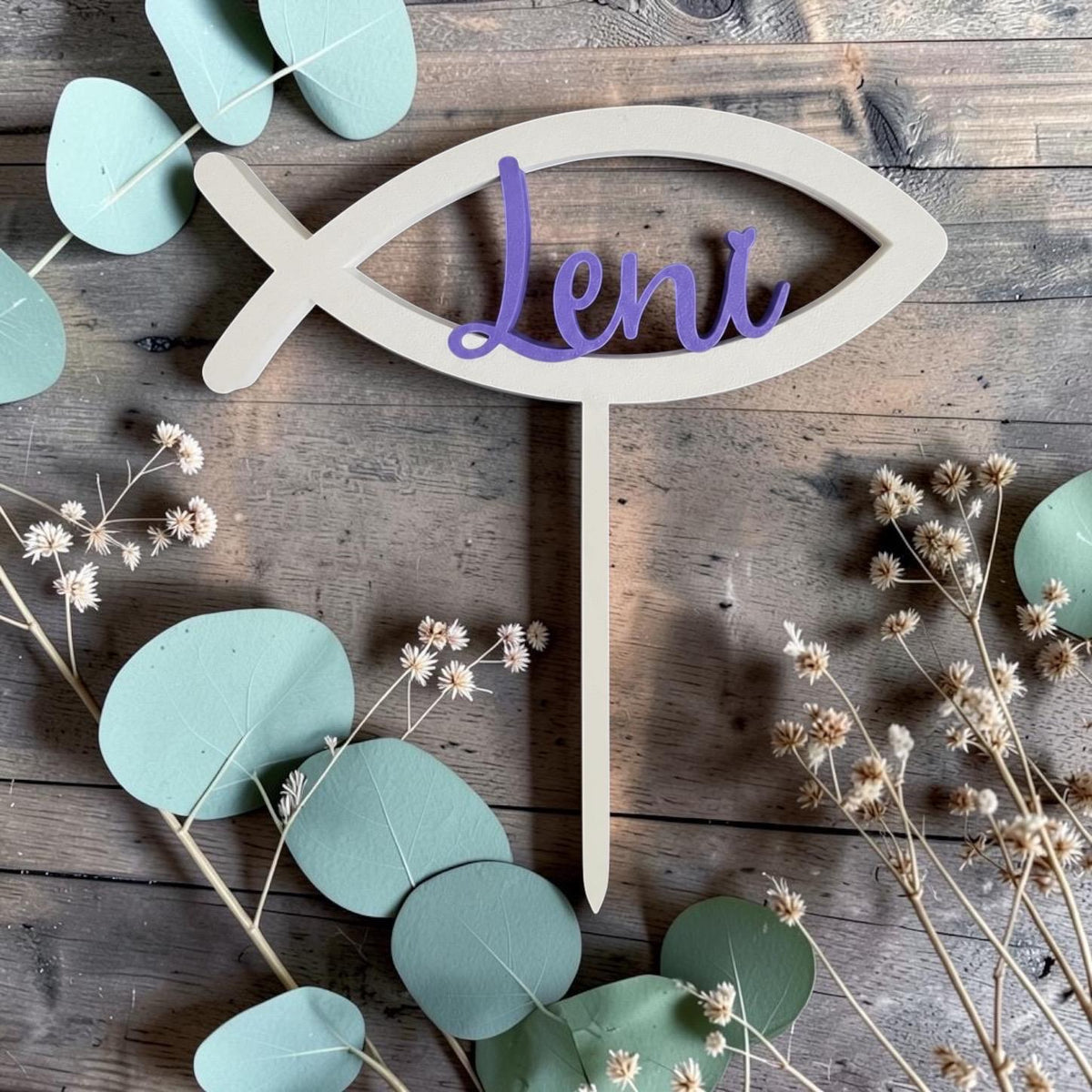 Personalisierter Cake Topper Taufe Kommunion Konfirmation | Tortenstecker mit Name | Christliche Tortendeko