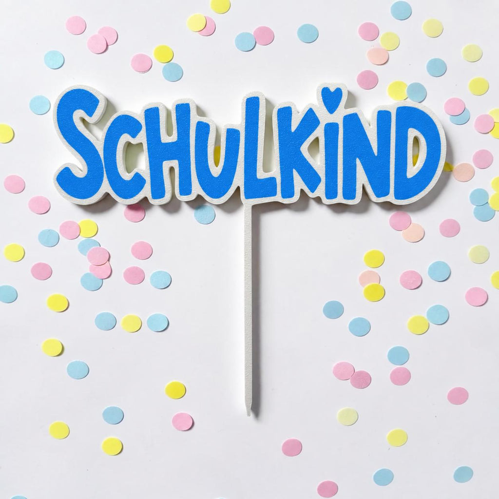 Cake Topper Schulkind | Tortenstecker Einschulung | Tortendeko Schulanfang | Wunschfarbe | 3D-Druck & UV-Druck