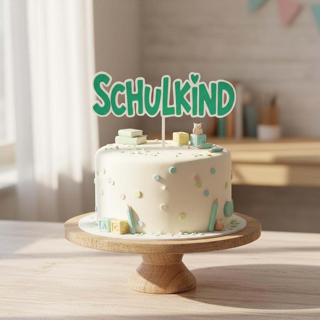 Cake Topper Schulkind | Tortenstecker Einschulung | Tortendeko Schulanfang | Wunschfarbe | 3D-Druck & UV-Druck