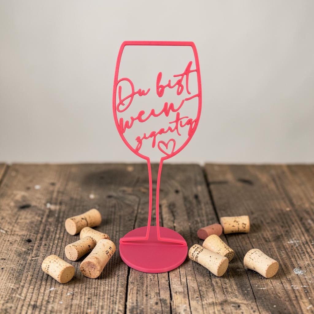 Weinglas Deko | 3D Druck Geschenk | Weinliebhaber Geschenk | Tischdeko | Du bist weinzigartig
