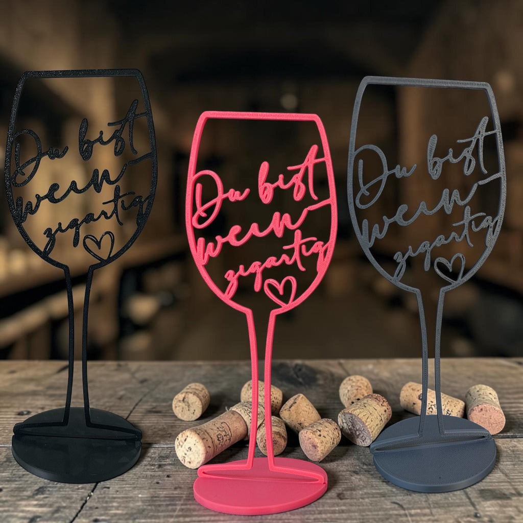 Weinglas Deko | 3D Druck Geschenk | Weinliebhaber Geschenk | Tischdeko | Du bist weinzigartig