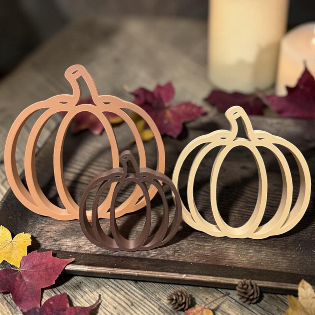 Moderne Herbstdeko in 3 Größen | Einzeln oder als 3er-Set | Kürbis Deko 3D-Druck | Tischdeko für Herbst & Halloween