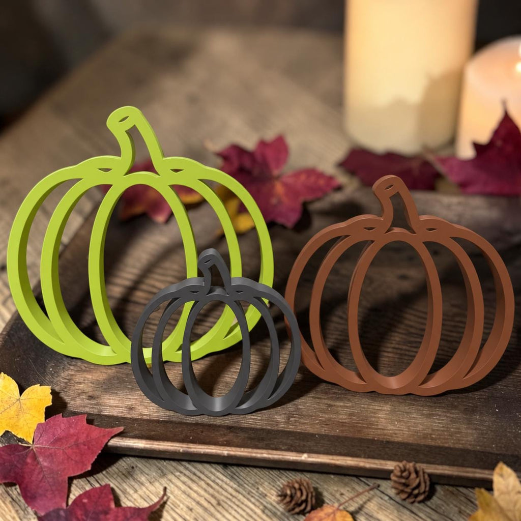 Moderne Herbstdeko in 3 Größen | Einzeln oder als 3er-Set | Kürbis Deko 3D-Druck | Tischdeko für Herbst & Halloween