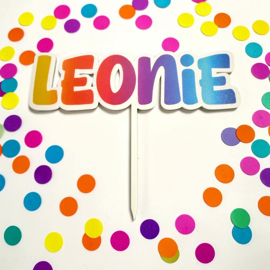 Personalisierter Cake Topper mit Name – Tortenstecker zum Geburtstag in Wunschfarbe, individuelle Tortendeko