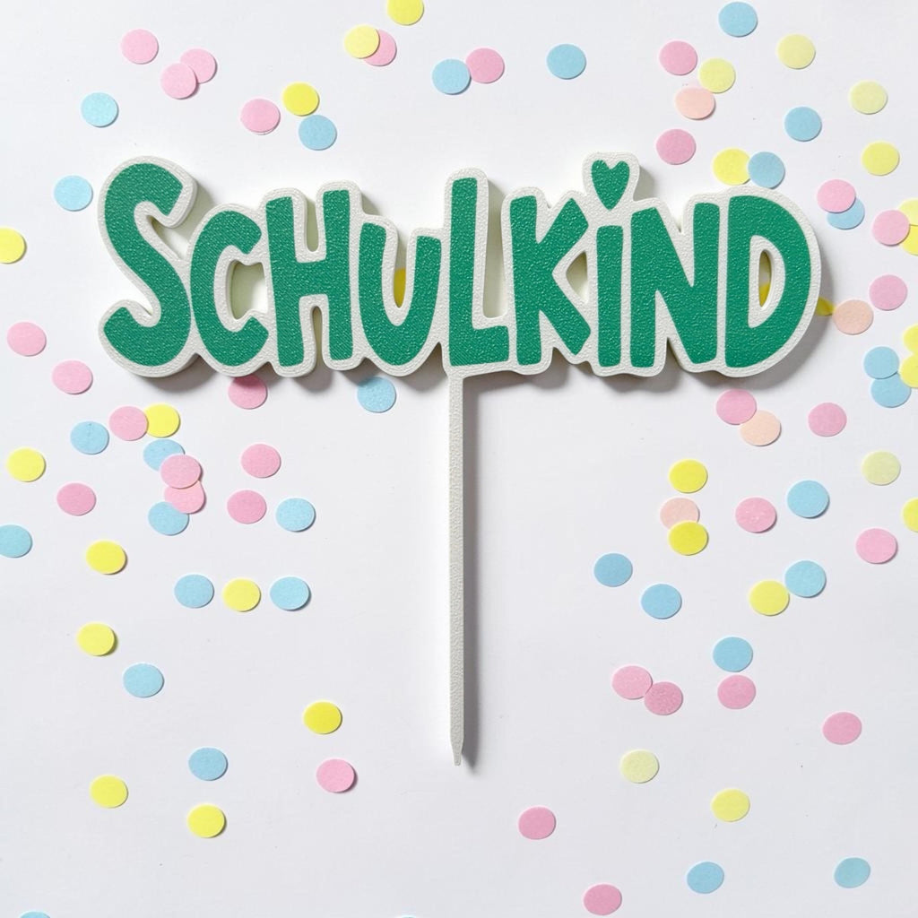 Cake Topper Schulkind | Tortenstecker Einschulung | Tortendeko Schulanfang | Wunschfarbe | 3D-Druck & UV-Druck