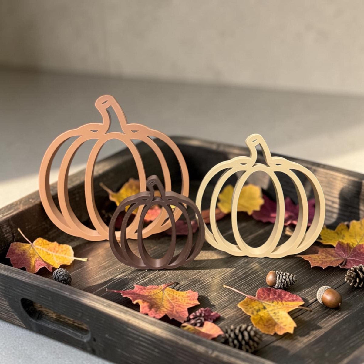 Moderne Herbstdeko in 3 Größen | Einzeln oder als 3er-Set | Kürbis Deko 3D-Druck | Tischdeko für Herbst & Halloween
