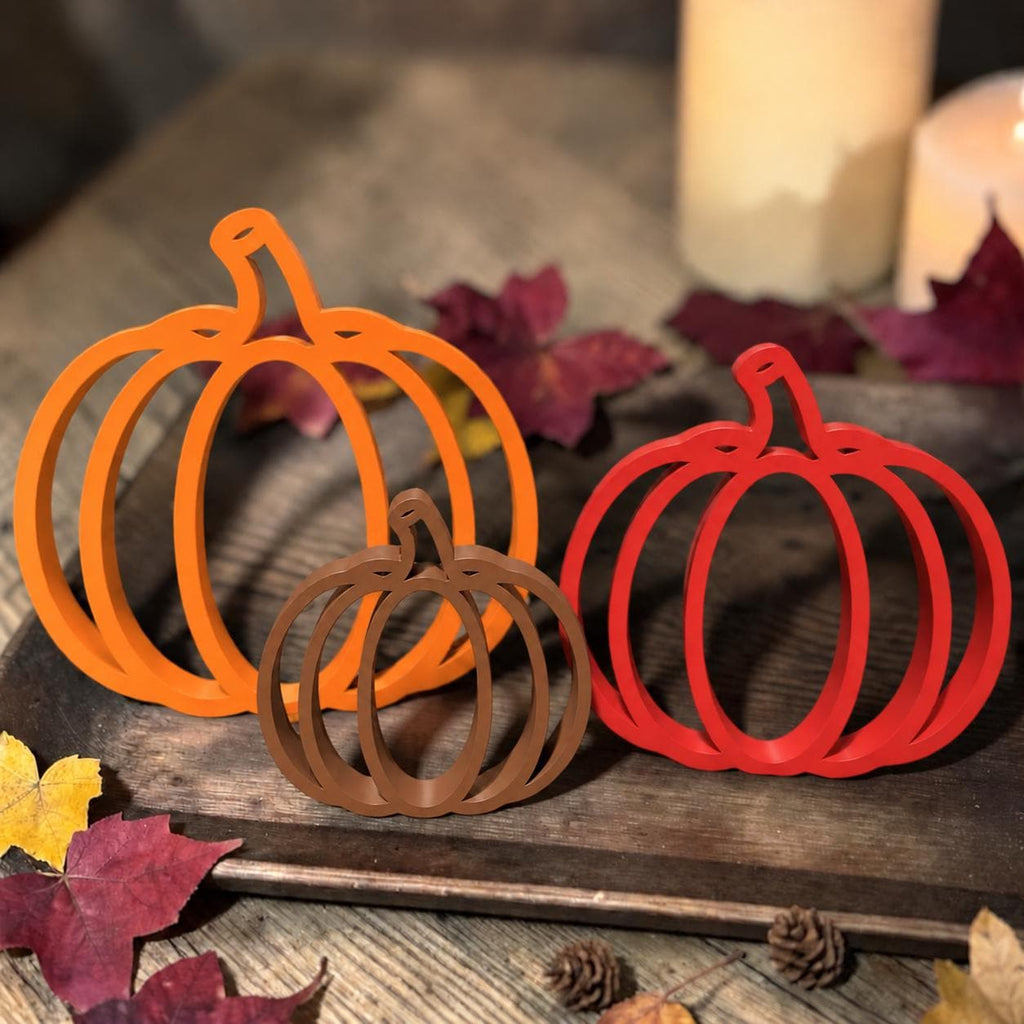 Moderne Herbstdeko in 3 Größen | Einzeln oder als 3er-Set | Kürbis Deko 3D-Druck | Tischdeko für Herbst & Halloween