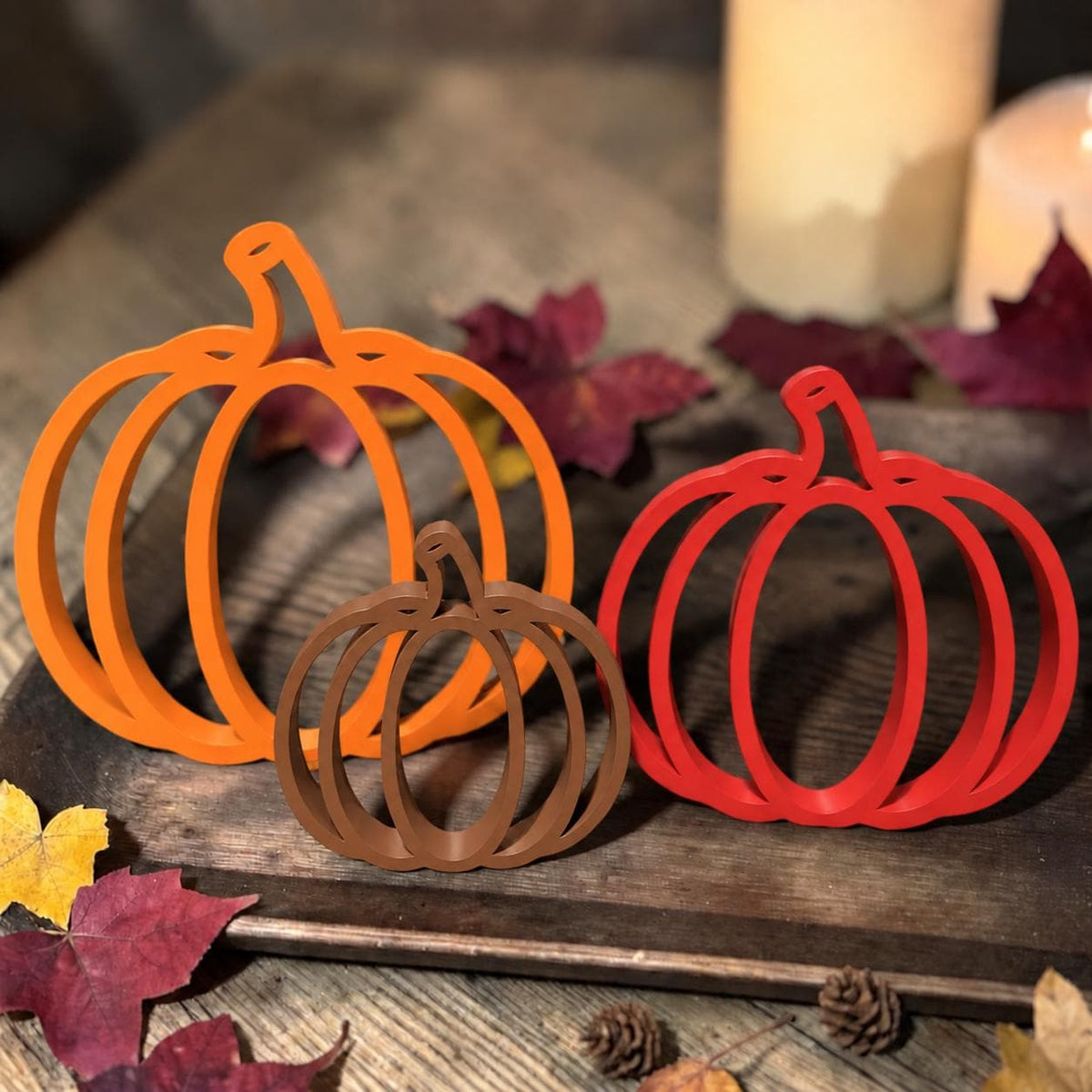 Moderne Herbstdeko in 3 Größen | Einzeln oder als 3er-Set | Kürbis Deko 3D-Druck | Tischdeko für Herbst & Halloween