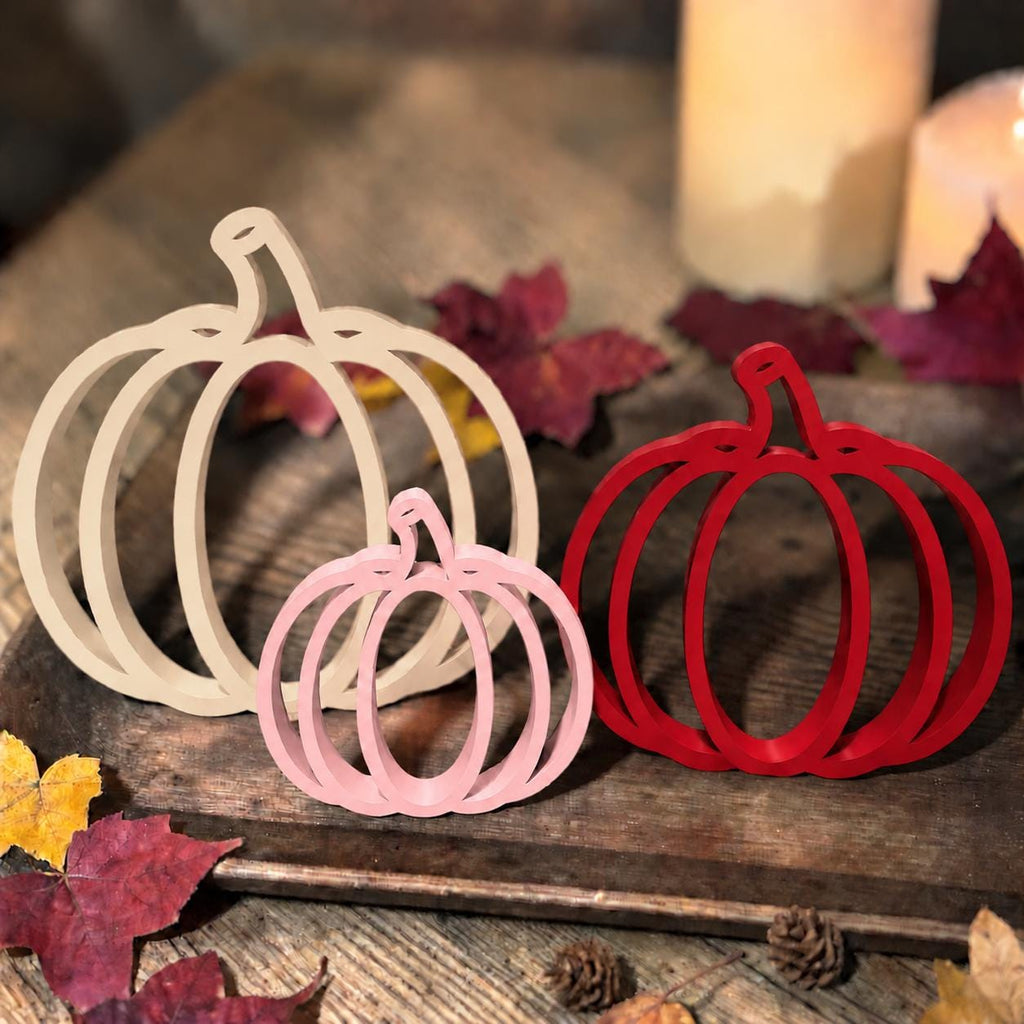 Moderne Herbstdeko in 3 Größen | Einzeln oder als 3er-Set | Kürbis Deko 3D-Druck | Tischdeko für Herbst & Halloween