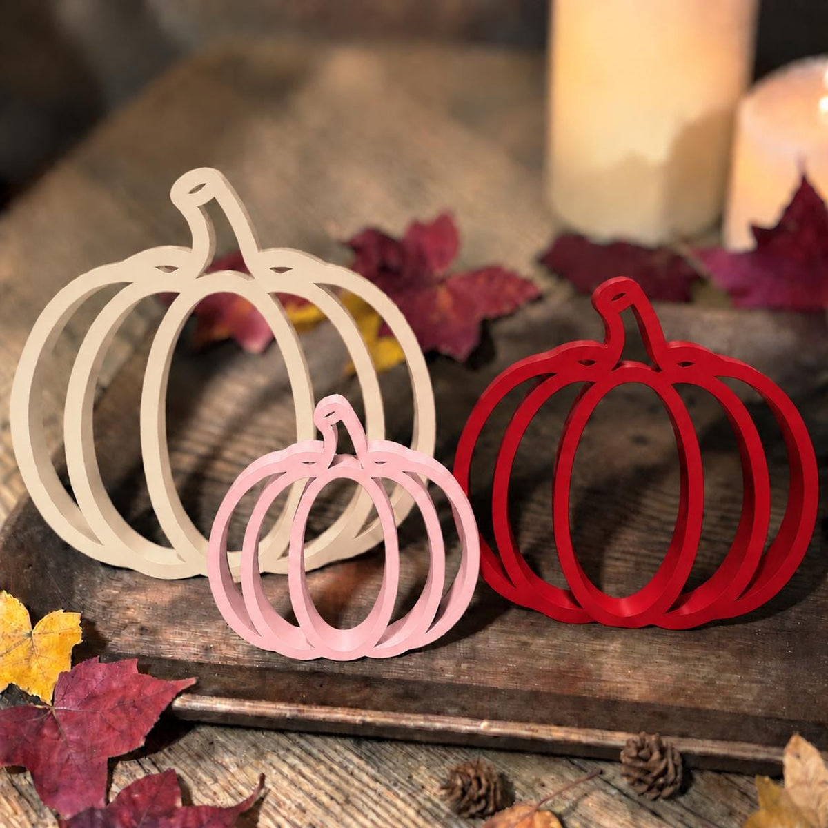 Moderne Herbstdeko in 3 Größen | Einzeln oder als 3er-Set | Kürbis Deko 3D-Druck | Tischdeko für Herbst & Halloween