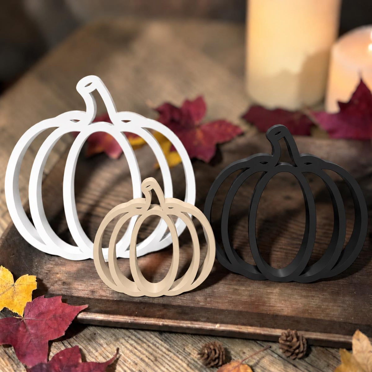 Moderne Herbstdeko in 3 Größen | Einzeln oder als 3er-Set | Kürbis Deko 3D-Druck | Tischdeko für Herbst & Halloween