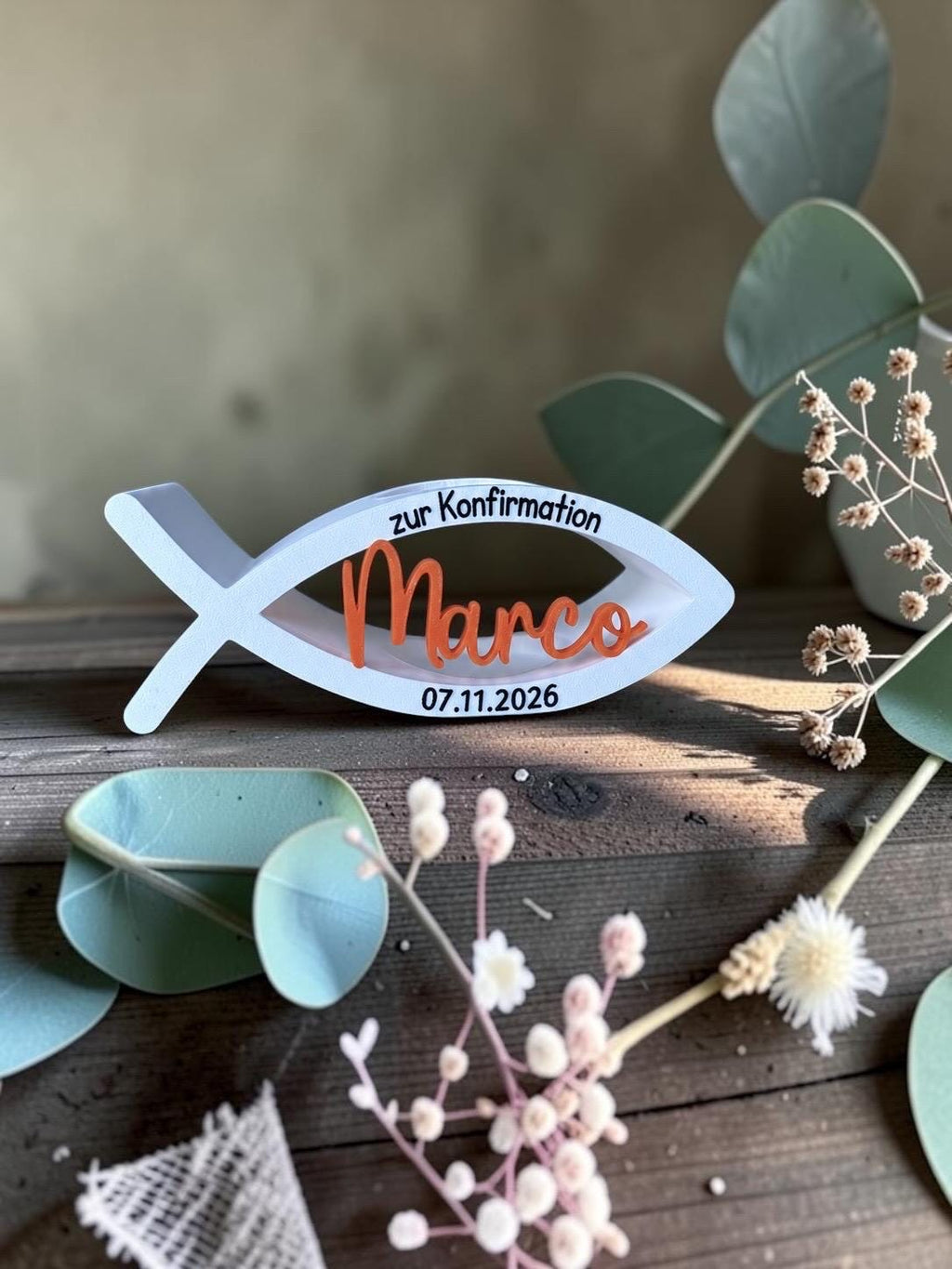 Personalisierter Kerzenhalter für Konfirmation | Kerzenhalter mit Daten | Geschenkidee | 3D/UV-Druck
