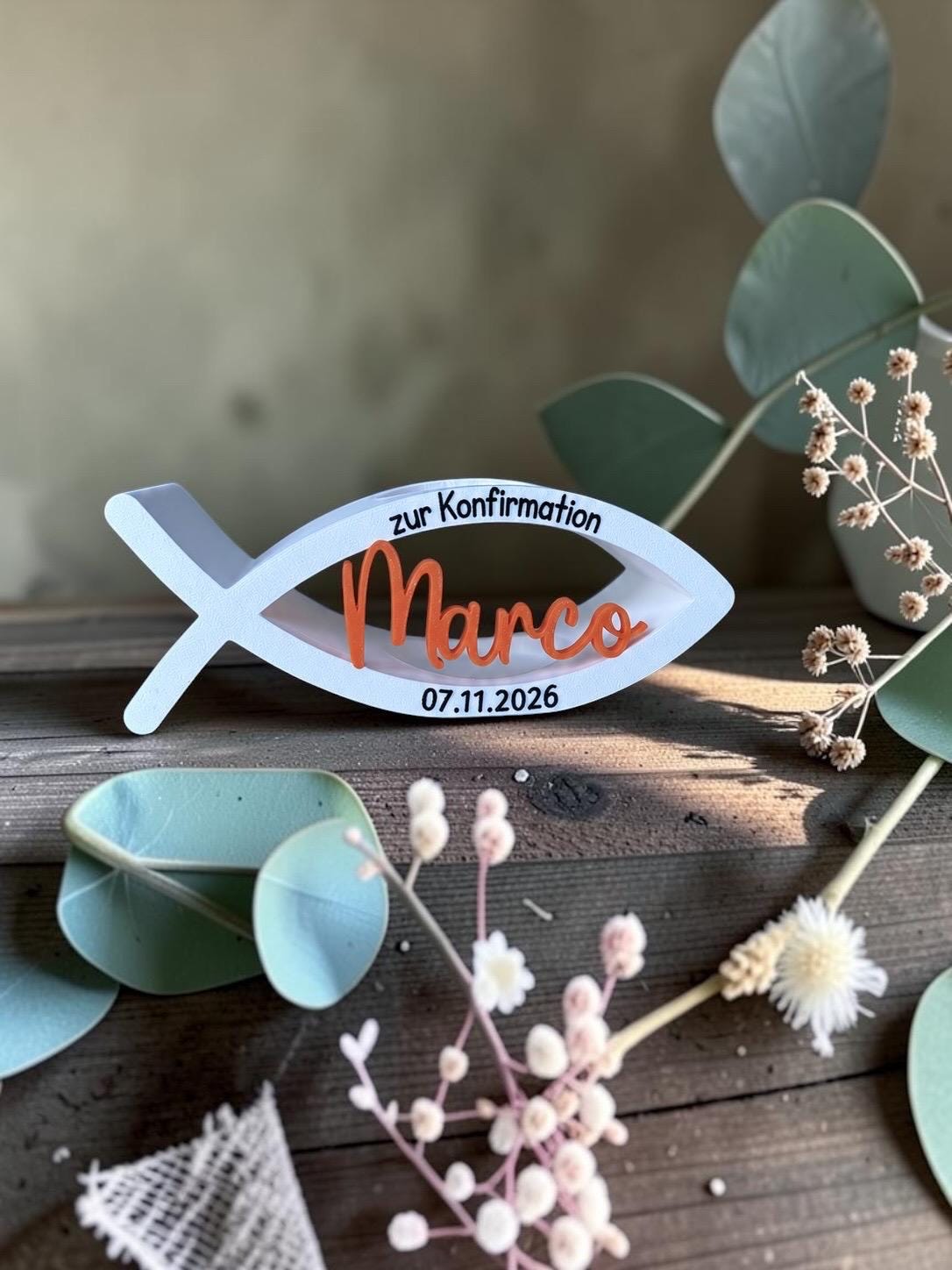 Personalisierter Kerzenhalter für Konfirmation | Kerzenhalter mit Daten | Geschenkidee | 3D/UV-Druck