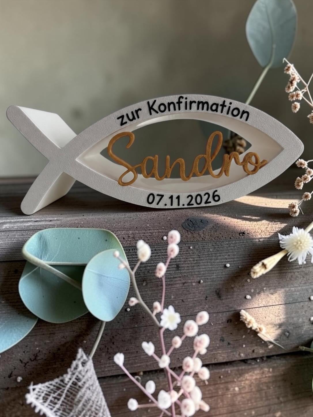 Personalisierter Kerzenhalter für Konfirmation | Kerzenhalter mit Daten | Geschenkidee | 3D/UV-Druck