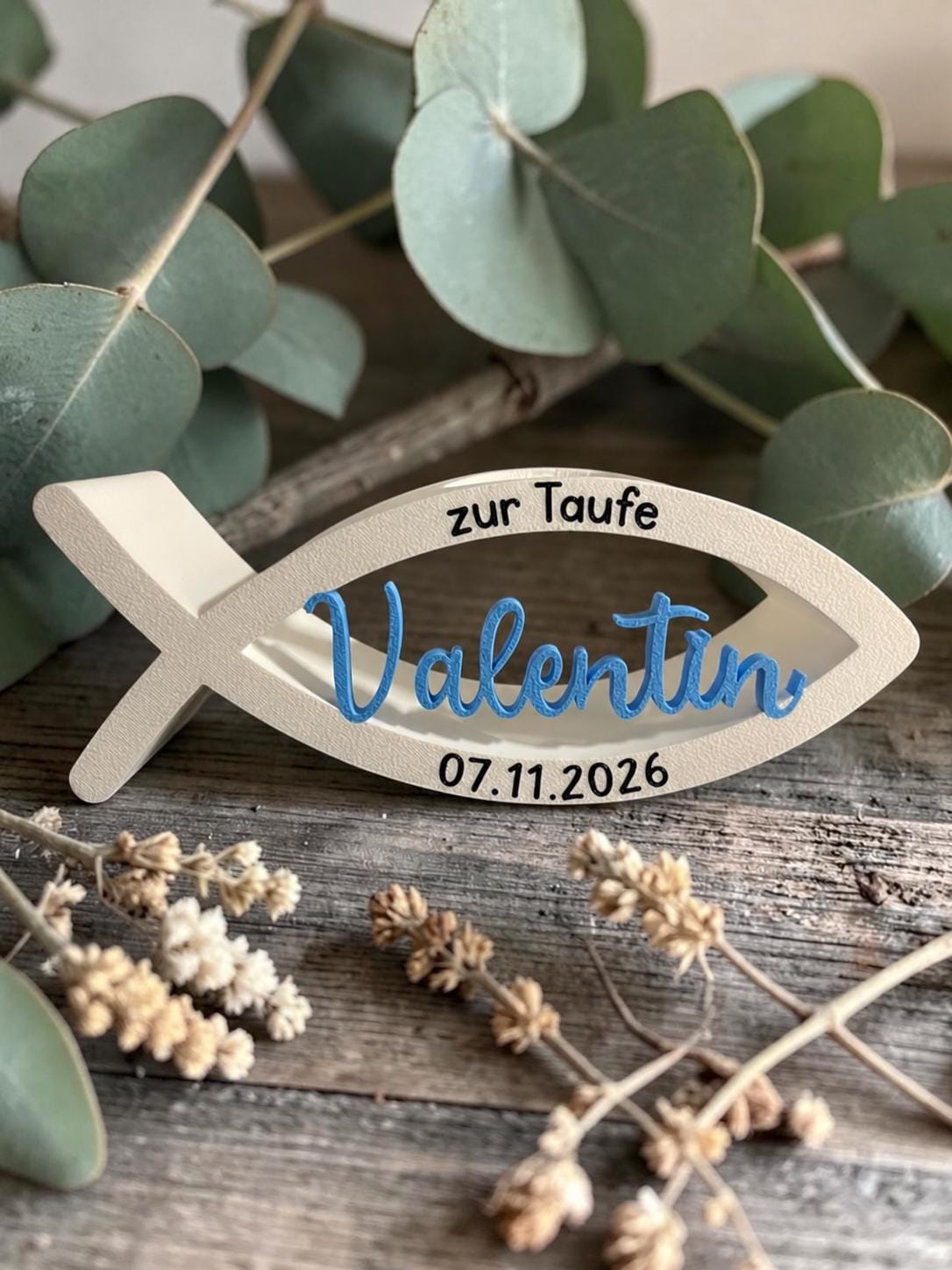 Personalisierter Kerzenhalter für Taufe | Kerzenhalter mit Daten | Geschenkidee | 3D/UV-Druck