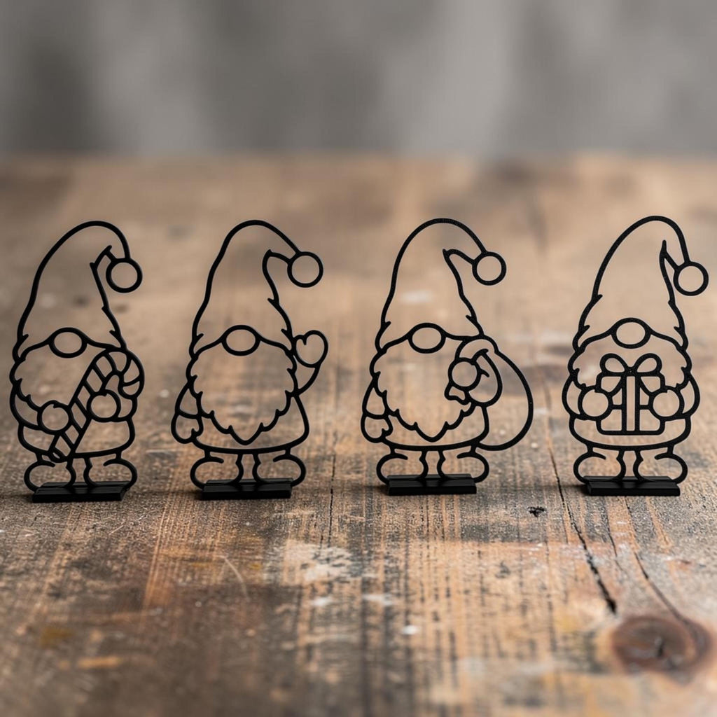 Wichtelschneemänner 4er Set, Schneemann Wichtel Deko, 3D gedruckte Weihnachtsfiguren, Winterdeko