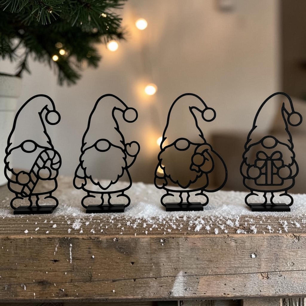 Wichtelschneemänner 4er Set, Schneemann Wichtel Deko, 3D gedruckte Weihnachtsfiguren, Winterdeko