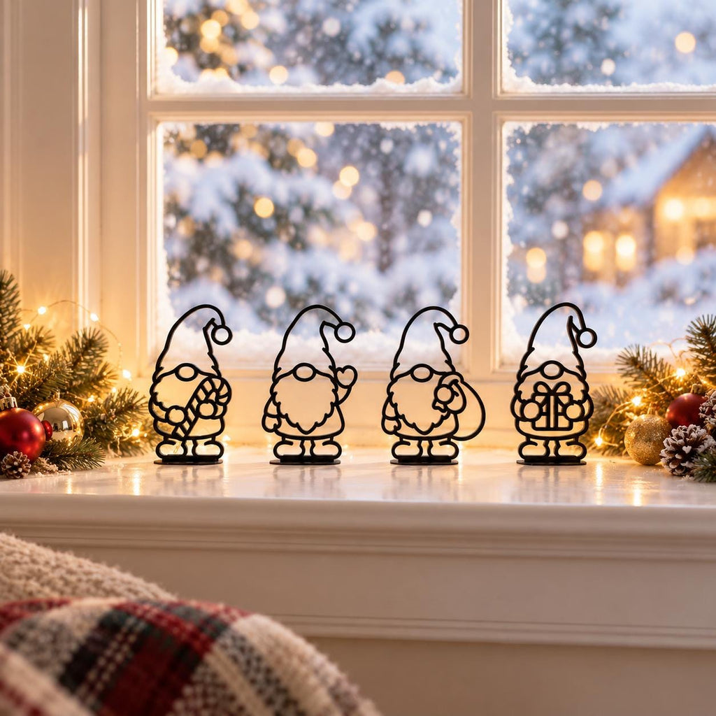 Wichtelschneemänner 4er Set, Schneemann Wichtel Deko, 3D gedruckte Weihnachtsfiguren, Winterdeko