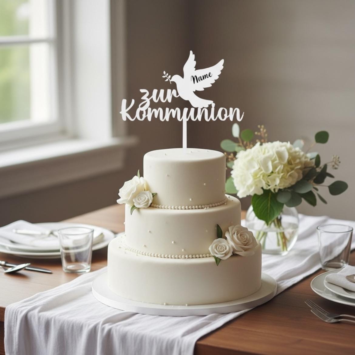 Cake Topper Kommunion | Personalisierbar | Tortenstecker | Tortendeko | Geschenkidee Kommunion | 3D-Druck