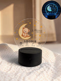 Personalisiertes LED Nachtlicht zur Geburt mit Namen und Geburtsdaten, Acryl Lampe mit Tier auf dem Mond, Babygeschenk f