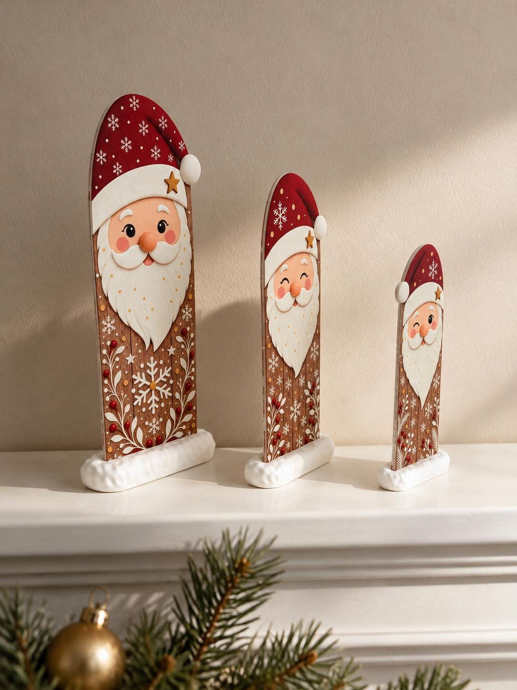 Weihnachtsmann Deko mit Schneesockel