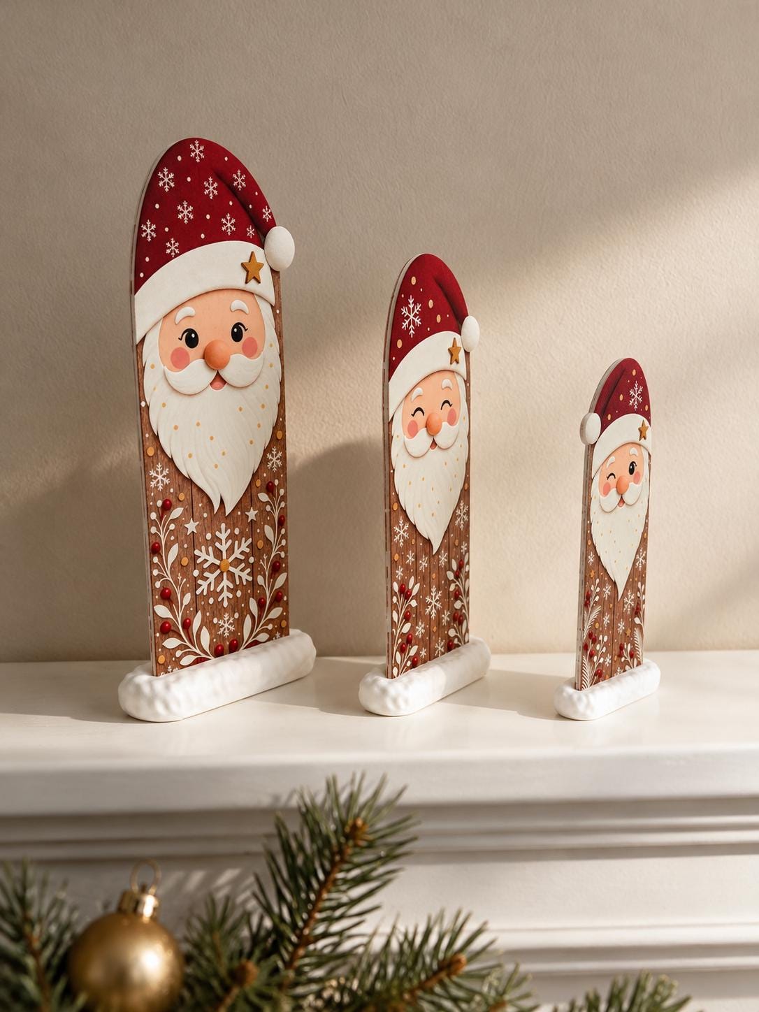 Weihnachtsmann Deko mit Schneesockel