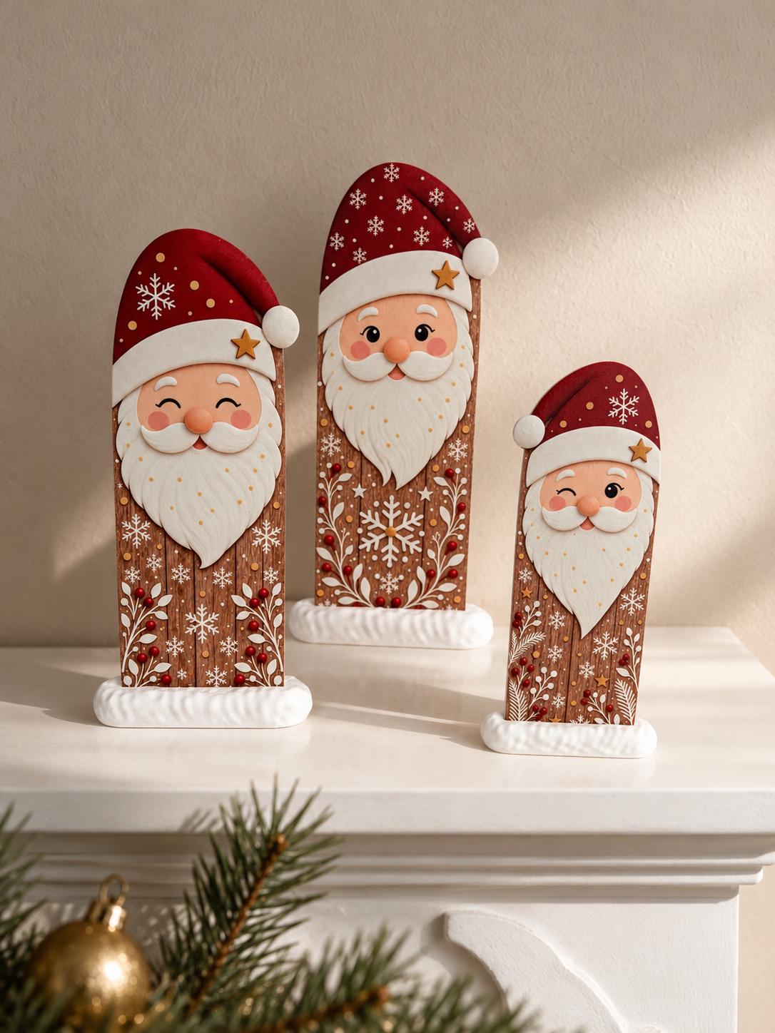 Weihnachtsmann Deko mit Schneesockel